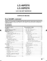 Предварительный просмотр 3 страницы Sharp Aquos LC-46PD7X Operation Manual