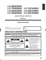 Preview for 3 page of Sharp AQUOS LC-52C6400U Operation Manual