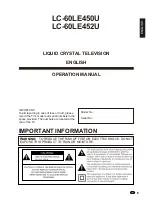 Предварительный просмотр 3 страницы Sharp Aquos LC-60LE450U Operation Manual