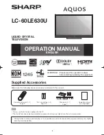 Sharp Aquos LC-60LE630U Operation Manual preview