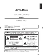 Предварительный просмотр 3 страницы Sharp Aquos LC-70LE734U Operation Manual