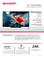 Sharp Aquos LC-70LE750U Specifications предпросмотр