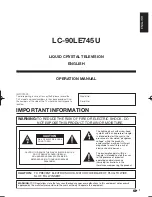 Предварительный просмотр 3 страницы Sharp AQUOS LC-90LE745 Operation Manual