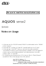 Предварительный просмотр 1 страницы Sharp AQUOS sense2 Notes On Usage