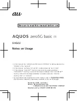 Preview for 1 page of Sharp Aquos zero5G basic DX Notes On Usage