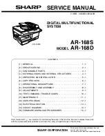 Sharp AR 168D - Digital Imager B/W Laser Service Manual preview