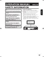 Preview for 3 page of Sharp BD-HP20X Operation Manual