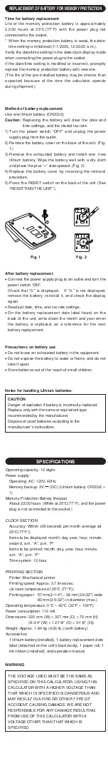 Предварительный просмотр 9 страницы Sharp EL 2196BL - Heavy Duty Color Printing... User Manual