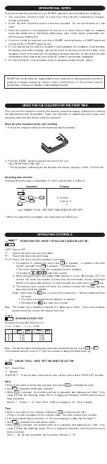 Preview for 2 page of Sharp EL1801PIII - Printing Calculator, 12-Digit User Manual