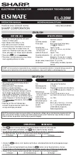 Preview for 1 page of Sharp ELSI MATE EL-320W User Manual