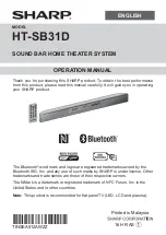 Предварительный просмотр 1 страницы Sharp HT-SB31D Operation Manual