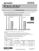 Preview for 1 page of Sharp HT-SL72 Operation Manual