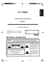 Предварительный просмотр 1 страницы Sharp LC-15B4U Operation Manual