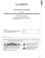 Preview for 2 page of Sharp LC-15SH7U - 15" LCD TV Operation Manual