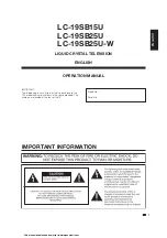 Preview for 1 page of Sharp LC-19SB15U, LC-19SB25U, LC-19SB25U-W Operation Manual