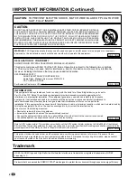 Preview for 2 page of Sharp LC-20SH21U - 20" LCD TV Operation Manual