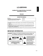 Предварительный просмотр 3 страницы Sharp LC-22DV24U - 22" LCD TV Operation Manual