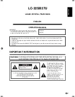 Preview for 3 page of Sharp LC 22SB27U Operation Manual