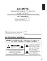 Preview for 1 page of Sharp LC-26DV20U - 26" LCD TV Operation Manual
