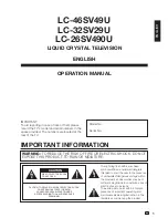 Предварительный просмотр 3 страницы Sharp LC-26SV490 Operation Operation Manual