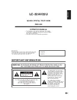 Предварительный просмотр 3 страницы Sharp LC-32AV22U Operation Manual