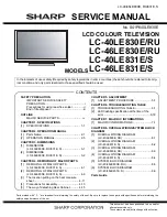 Предварительный просмотр 1 страницы Sharp LC-40LE830E/RU Service Manual