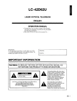 Предварительный просмотр 2 страницы Sharp LC-42D62U Operation Manual