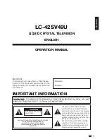 Предварительный просмотр 3 страницы Sharp LC-42SV49U Operation Manual