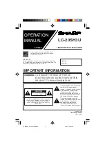 Предварительный просмотр 1 страницы Sharp LC20SH3U - Flat-Panel LCD TV Operation Manual