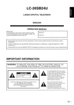 Предварительный просмотр 2 страницы Sharp LC26SB24U - 26" LCD TV Operation Manual