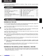 Preview for 3 page of Sharp Plasmacluster AH-AP18Y Operation Manual