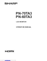 Предварительный просмотр 1 страницы Sharp PN-60TA3 Operation Manual