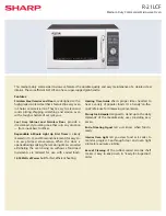 Sharp R-21LCF - Oven Microwave 1000 W Specification Sheet preview