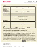 Предварительный просмотр 2 страницы Sharp R-21LTF - Oven Microwave 1000 W Specification Sheet