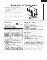 Preview for 3 page of Sharp R-509FW Supplemental Manual