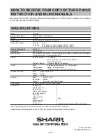 Предварительный просмотр 2 страницы Sharp UP-600D Operation Manual Supplement