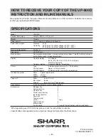 Preview for 2 page of Sharp UP-600D Operation Manual Supplement