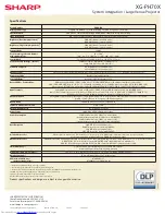 Предварительный просмотр 2 страницы Sharp XG-PH70X - XGA DLP Projector Specification Sheet