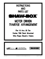 Shaw-Box Series 700 Instructions And Parts List preview