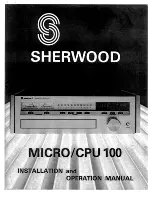 Sherwood MICRO/CPU 100 Installation And Operation Manual preview