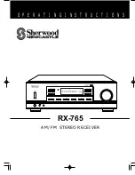 Preview for 1 page of Sherwood Newcastle RX-765 Operating Instructions Manual