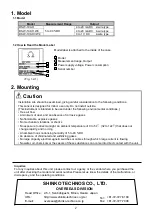 Preview for 2 page of Shinko DSW-100-H Installation Instructions Manual