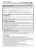 Preview for 1 page of Shinko JCS-33A-R/M T6080 Instruction Manual