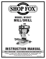 Предварительный просмотр 1 страницы Shop fox M1007 Instruction Manual