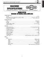 Preview for 5 page of Shop fox M1116 Owner'S Manual