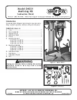 Предварительный просмотр 1 страницы Shop fox SHOP FOX D4031 Instruction Sheet