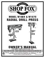 Shop fox SHOP FOX W1669 Owner'S Manual предпросмотр