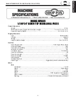 Предварительный просмотр 5 страницы Shop fox SHOP FOX W1669 Owner'S Manual