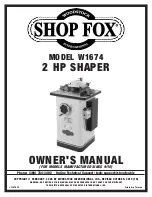 Preview for 1 page of Shop fox Shop Fox W1674 Owner'S Manual