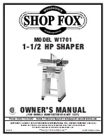 Preview for 1 page of Shop fox SHOP FOX W1701 Owner'S Manual